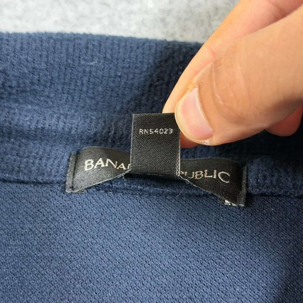 Banana Republic CPO Shirt Jacket Mens M Navy Cotton Elbow Patches Button Cuffs